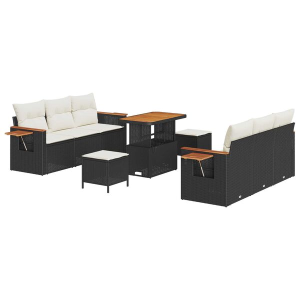vidaXL Gartensofa-set mit Kissen 9 pcs Schwarz und Creme