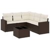 vidaXL 6-tlg. Garten-Sofagarnitur mit Kissen Braun Poly Rattan