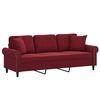 vidaXL 3-Sitzer-Sofa mit Kissen Weinrot 180 cm Samt