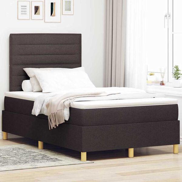 vidaXL Boxspringbett mit Matratze Dunkelbraun 120 x 190 cm Stoff