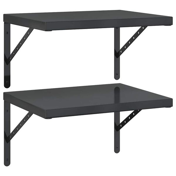 vidaXL Wandregale 2 Stk. 50x40 cm Schwarz Edelstahl