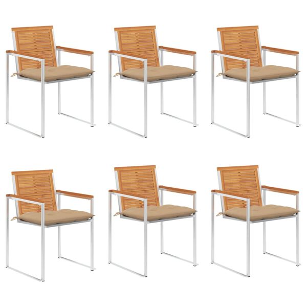 vidaXL Gartenst&uuml;hle 6 Stk. mit Kissen Massivholz Akazie