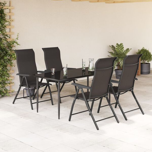 vidaXL Gartenstühle 4 Stk. Klappbar Schwarz Kaffeebraun Poly Rattan