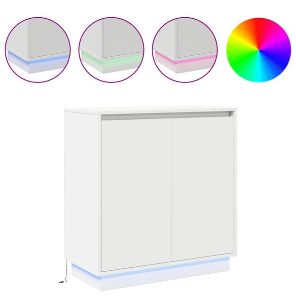 vidaXL LED-Sideboard mit Regal Wei&szlig; 71 x 34,5 x 75 cm Holzwerkstoff