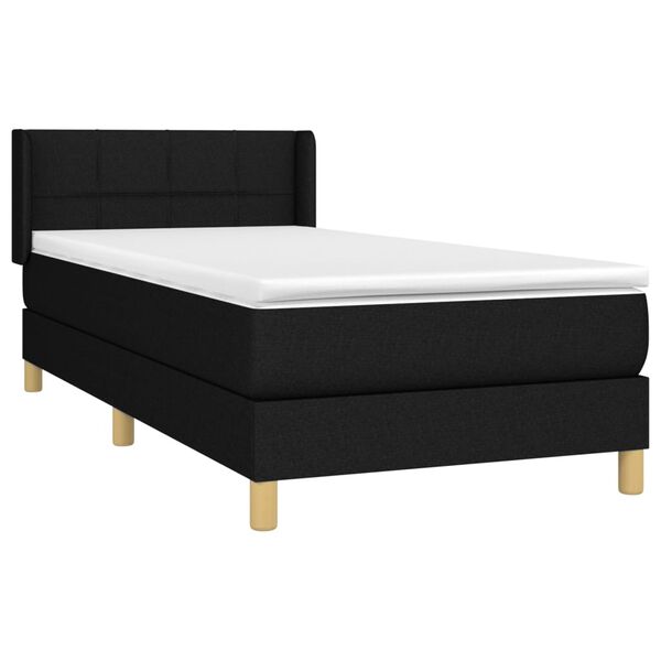 vidaXL Boxspringbett mit Matratze Schwarz 100x200 cm Stoff