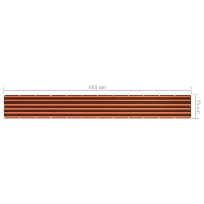 vidaXL Balkon-Sichtschutz Orange und Braun 75x600 cm Oxford-Gewebe