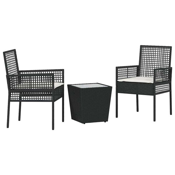 vidaXL Garten Bistro Set 3 pcs Schwarz Poly-Rattan