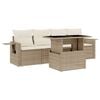 vidaXL 5-tlg. Garten-Sofagarnitur mit Kissen Beige Poly Rattan