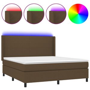 vidaXL Boxspringbett mit Matratze & LED Dunkelbraun 160x200 cm Stoff