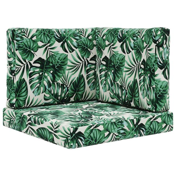 vidaXL Sofakissen f&uuml;r drau&szlig;en 3 pcs Blattmuster Polyester