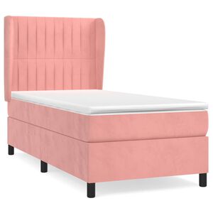 vidaXL Boxspringbett mit Matratze Rosa 100x200 cm Samt