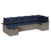 vidaXL Gartensofa-set mit Kissen 7 pcs Grau und Marineblau Poly-Rattan