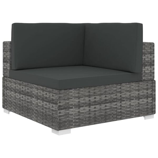 vidaXL Modular-Sofa-Eckteil 1 Stk. + Auflagen Poly Rattan Grau