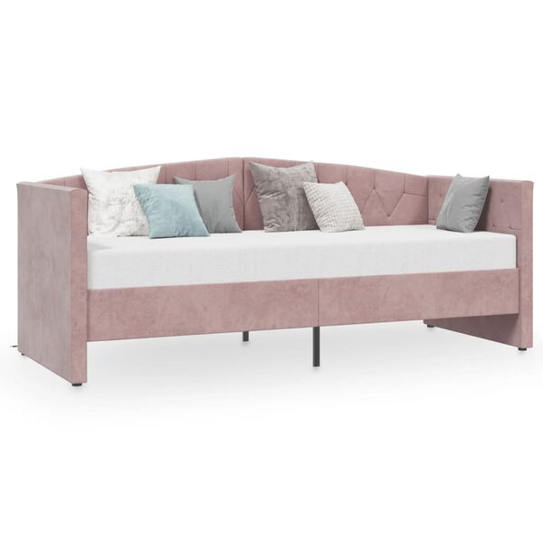 vidaXL Tagesbett mit Matratze USB Rosa Samt 90x200 cm