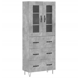vidaXL Highboard Betongrau 69,5x34x180 cm Holzwerkstoff