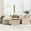 vidaXL Garten-Sofa-Set mit Kissen mit Speicher 7 pcs Beige Poly Rattan