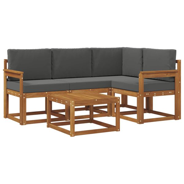 vidaXL Outdoor-Sofagarnitur mit Kissen 5 pcs Natur und Anthrazit