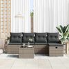 vidaXL Garten-Sofa-Set mit Kissen mit Speicher 6 pcs Grau Poly Rattan