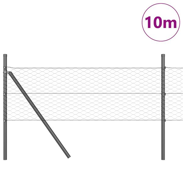 vidaXL Zaunpfosten Grau 10 x 0,5 m (36 mm Mesh) Stahl und PVC
