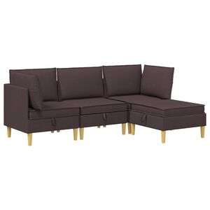 vidaXL Modular Sofa Set mit Stauraum 4 stk. Dunkelbraun Stoff