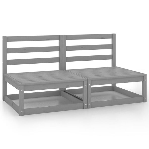 vidaXL Gartensofa 2-Sitzer Grau Massivholz Kiefer