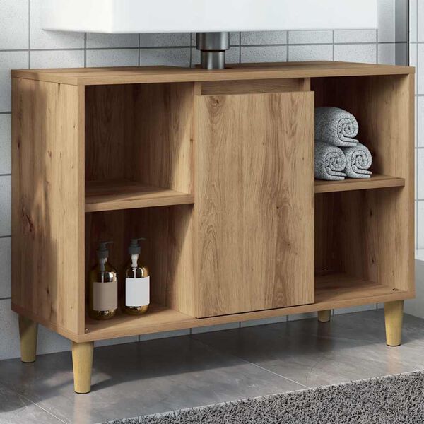 vidaXL Badschrank Braun Artisan-Eiche 80x33x60 cm Holzwerkstoff