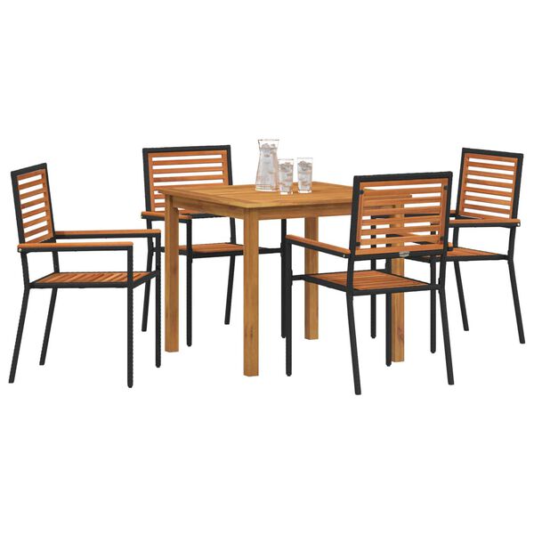 vidaXL Garten Essgruppe 5 pcs Schwarz Massivholz Akazie