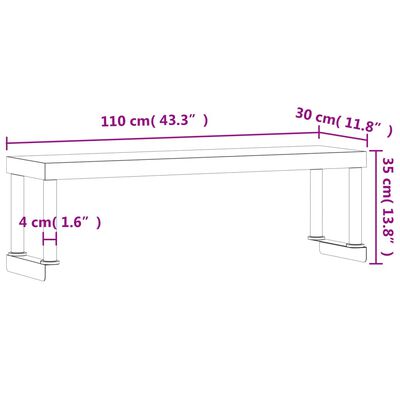 vidaXL Aufsatzboard für Küchentisch 110x30x35 cm Edelstahl