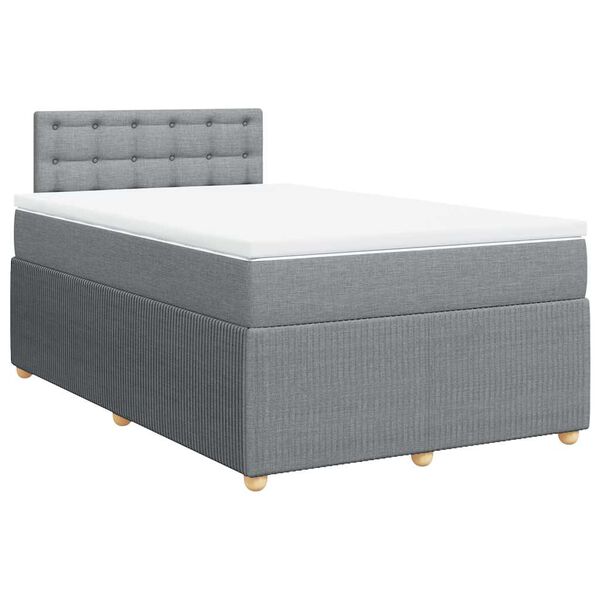 vidaXL Boxspringbett mit Matratze Hellgrau 120x200 cm Stoff
