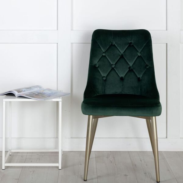 Venture Home Esszimmerst&uuml;hle 2 Stk. Velvet Deluxe Samt Gr&uuml;n & Messing