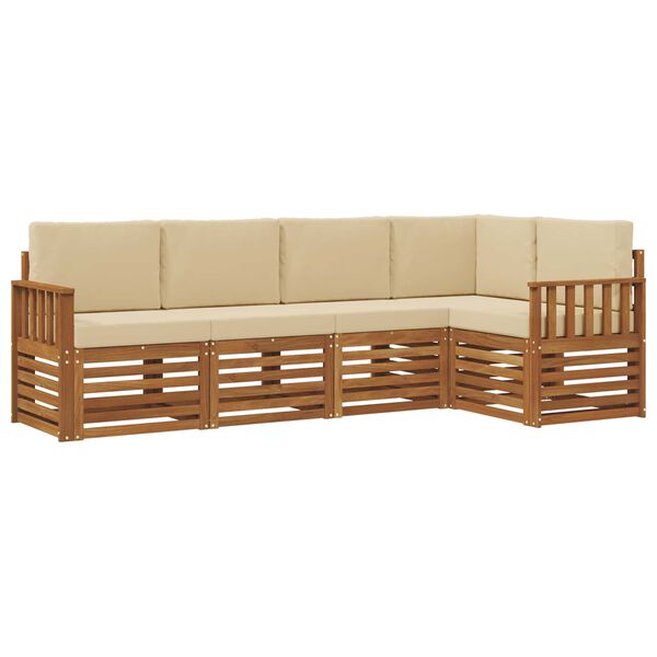 vidaXL Sofagarnituren 5 pcs Natur und Beige Massivholz Akazie