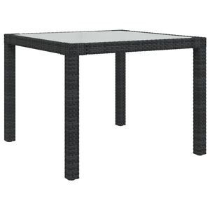 vidaXL Gartentisch 90x90x75 cm Gehärtetes Glas Poly Rattan Schwarz
