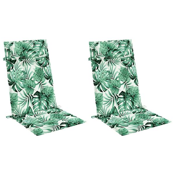 vidaXL Hochlehner-Auflagen 2 Stk. Blattmuster Oxford-Gewebe