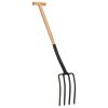 vidaXL Spatengabel T-Griff Stahl und Hartholz