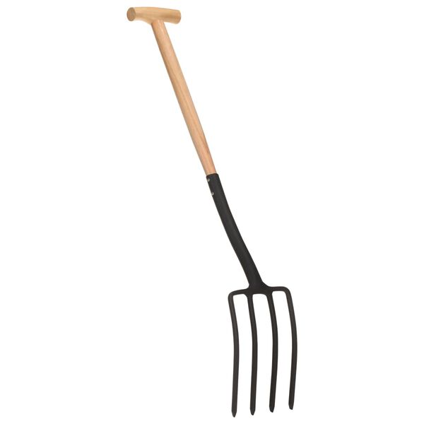 vidaXL Spatengabel T-Griff Stahl und Hartholz