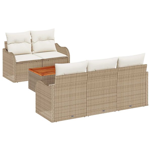 vidaXL Garten-Sofa-Set 6 pcs Beige Poly Rattan
