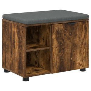 vidaXL Flurbank mit Kissen Uni Ger&auml;ucherte Eiche 60 x 38 x 46 cm