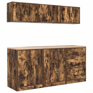 vidaXL Garagenschr&auml;nke 6 Stk. R&auml;uchereiche Holzwerkstoff