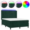 vidaXL Boxspringbett mit Matratze & LED Dunkelgr&uuml;n 140x200 cm Samt
