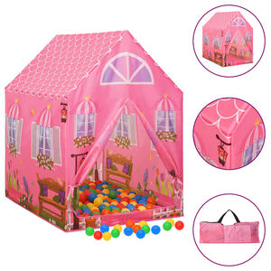 vidaXL Kinder-Spielzelt mit 250 B&auml;llen Rosa 69x94x104 cm