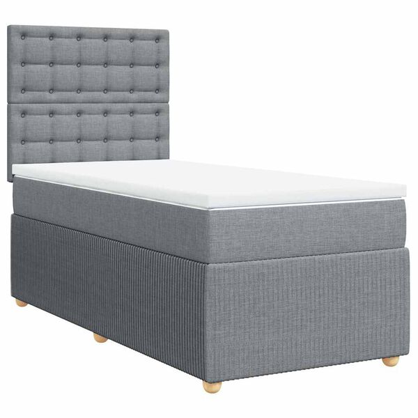 vidaXL Boxspringbett mit Matratze Hellgrau 80x200 cm Stoff