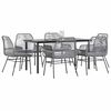 vidaXL 7-tlg. Garten-Essgruppe mit Kissen Grau Poly Rattan Glas