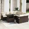 vidaXL Garten-Sofa-Set mit Kissen mit Speicher 9 pcs Braun Poly Rattan