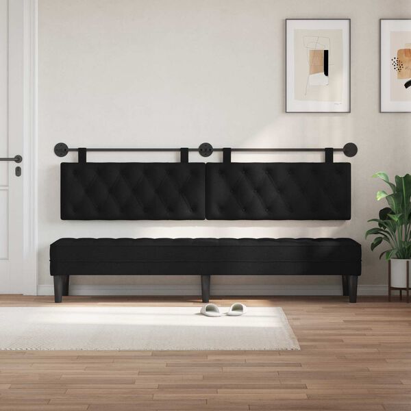 vidaXL H&auml;ngevorderseite Wandmontiert Schwarz 210 x 55 x 7 cm Stoff