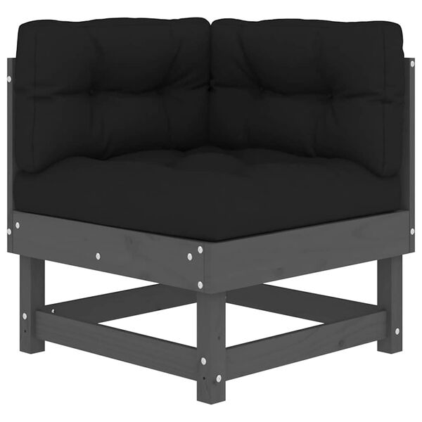 vidaXL Ecksofas mit Kissen 2 Stk. Grau Massivholz Kiefer