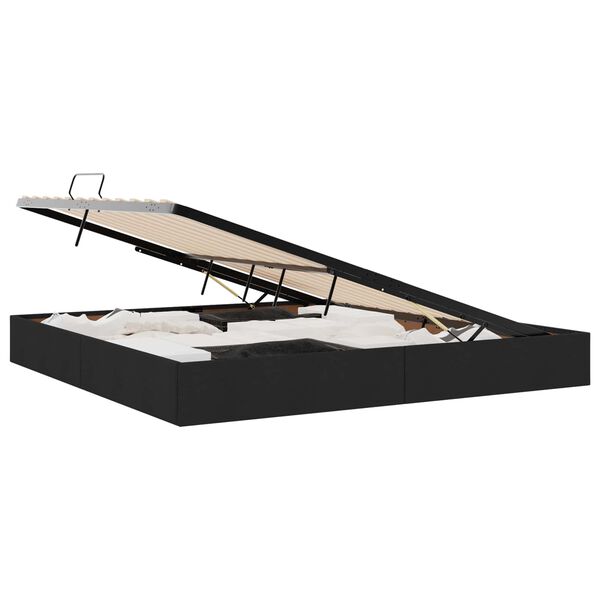vidaXL Aufbewahrungsbett mit Matratze Schwarz 200 x 200 cm Stoff