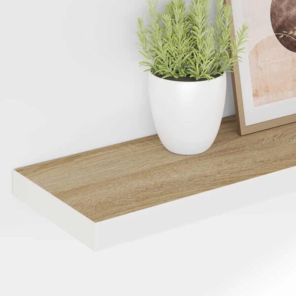 vidaXL Schweberegale 4 Stk. Eichen-Optik und Wei&szlig; 120x23,5x3,8 cm MDF