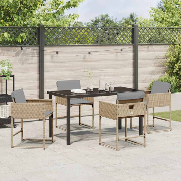 vidaXL Garten Essgruppe 5 pcs Beige Poly-Rattan