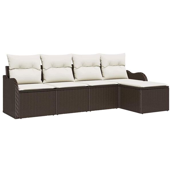 vidaXL Gartensofa-set 5 pcs Braun Poly-Rattan