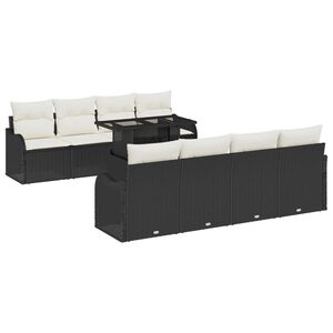 vidaXL Gartensofa-set mit Kissen mit Kissen 9 pcs Schwarz Poly Rattan